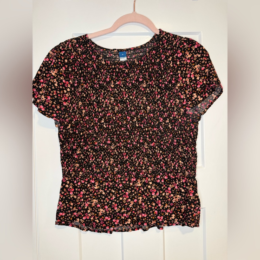 Floral Black and Pink Women's Peplum top